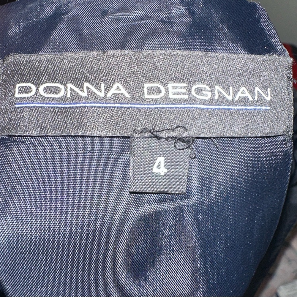 Stunning! Donna Degnan Black Grey Stripe Skirt‎ with Faux Leather Belt size 4 - Picture 3 of 4